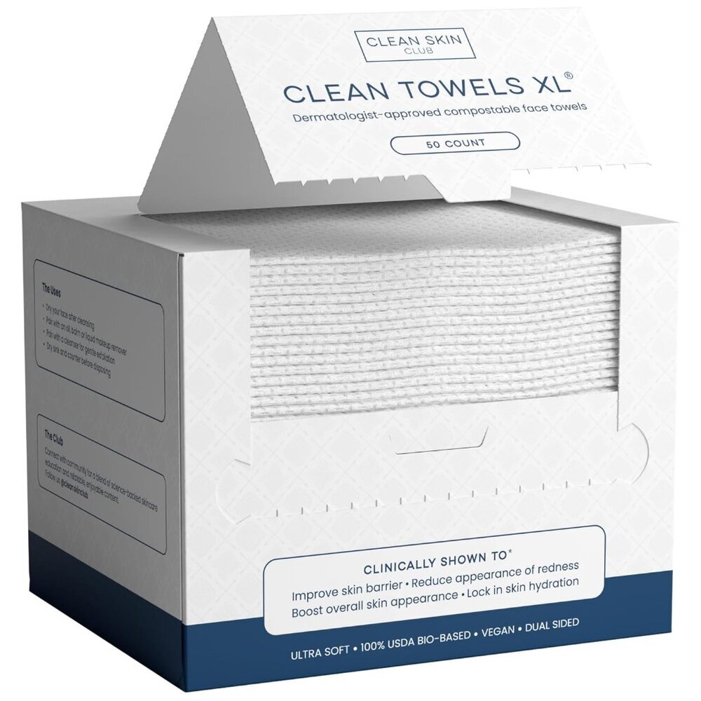 Clean Towels XL, 100% USDA Biobased Face Towel, Disposable Face Towelette, Eczem
